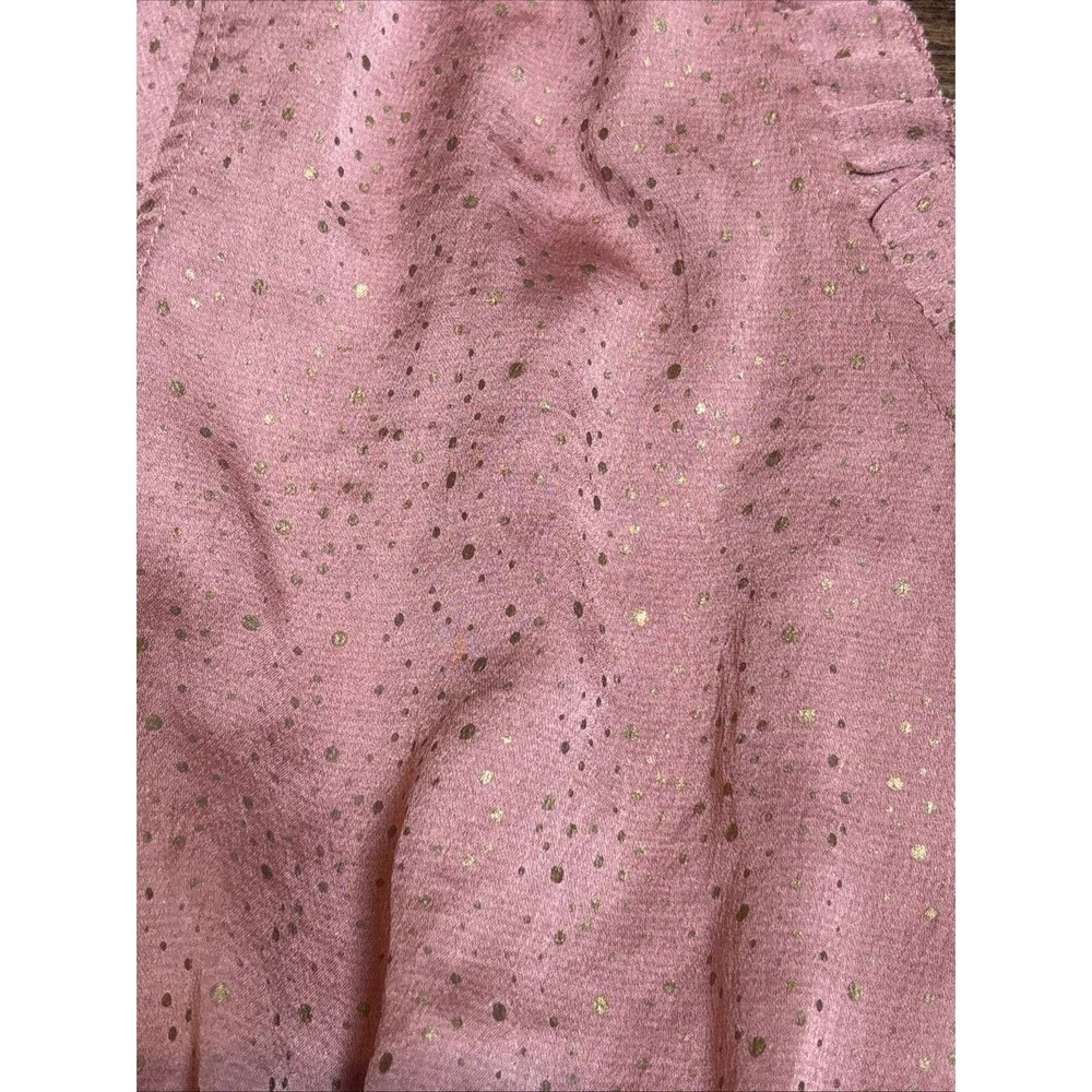 Current Air Los Angeles Pink Blush Gold Fleck Ruffle Wrap Dress Small EUC